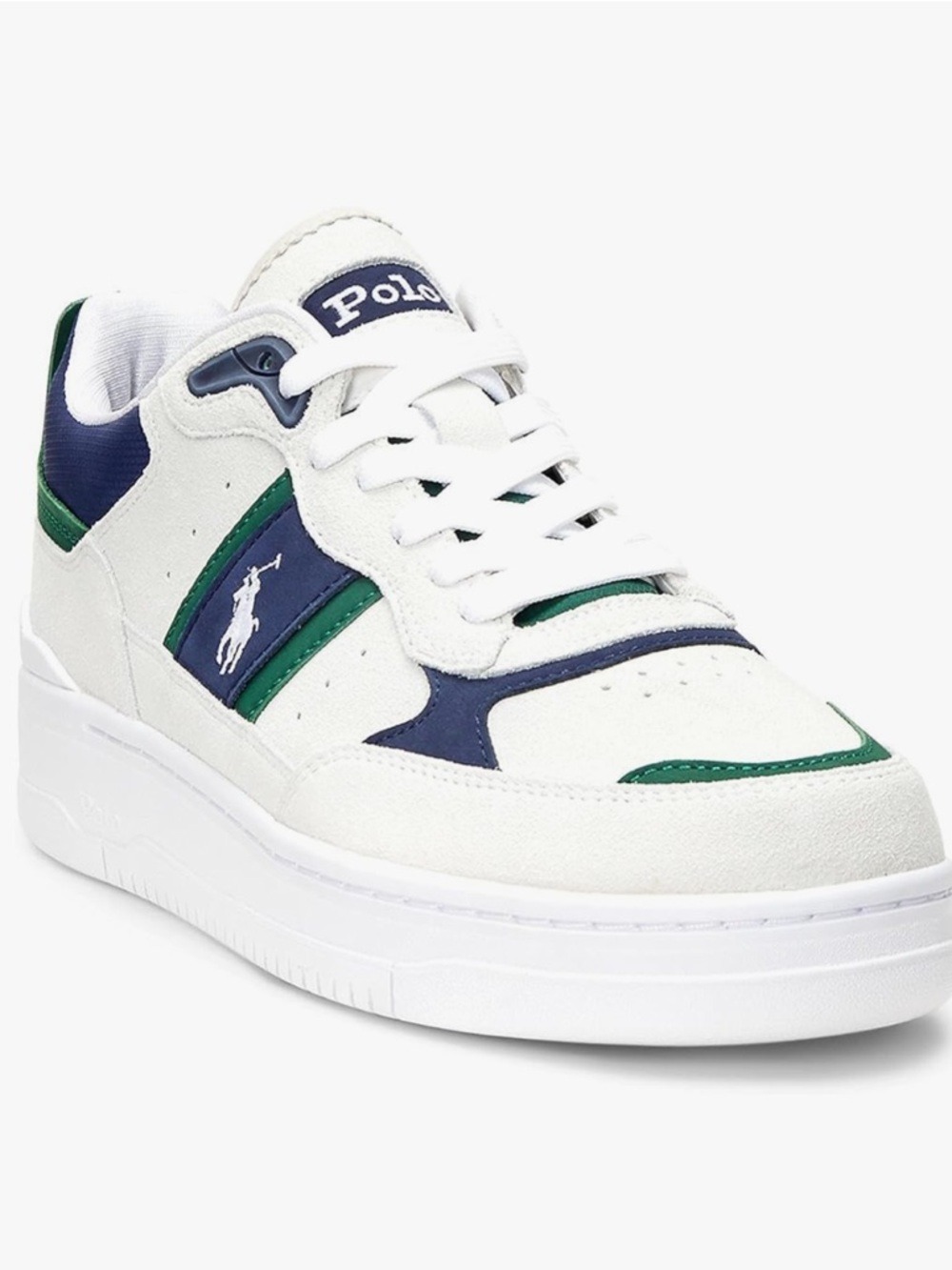 Polo Ralph Lauren Masters Sport Leather Suede Sneaker Green 8.5 NWOB $110